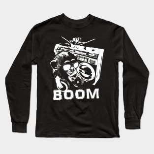 White Monkey Boombox Long Sleeve T-Shirt